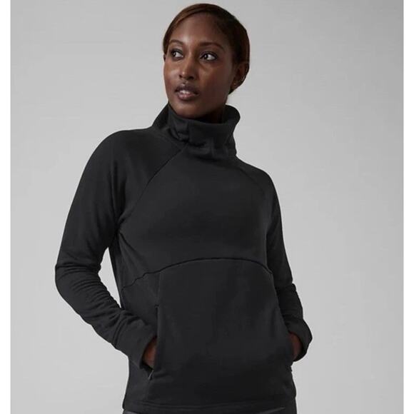 Athleta Womens Altitude Polartec Funnel Neck Black Pullover Sweatshirt XS - Picture 1 of 11